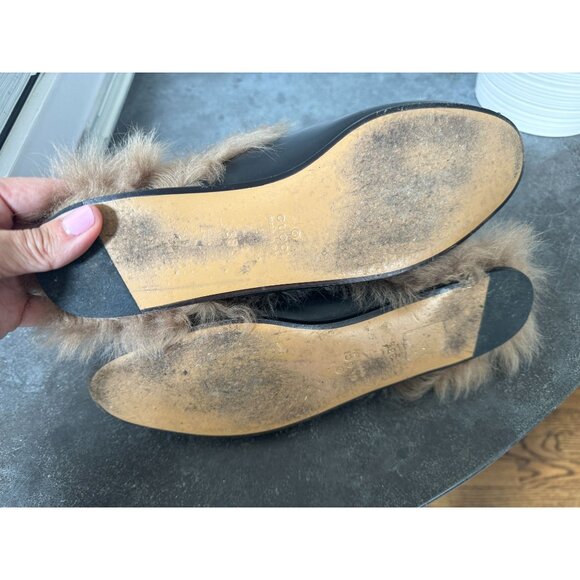 Gucci Princetown Fur Mule Black Patent Leather Slipper size 38.5 - Picture 7 of 8